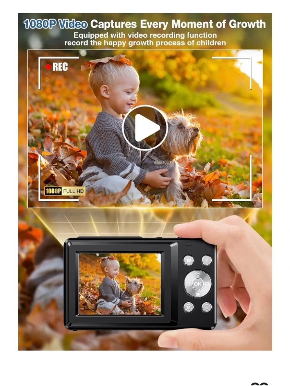 1080p Digital Camera 44MP Point And Shoot With 32GB SD Card 16x Zoom, Compact